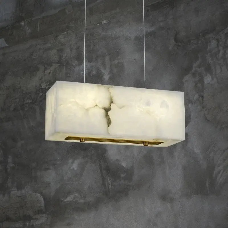Alabaster Cuboid Dining Room Chandelier 17" L