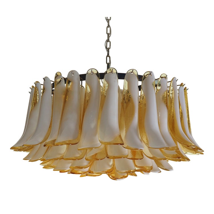 Amber Art Glass Petal Chandelier - view 14 | morylighting