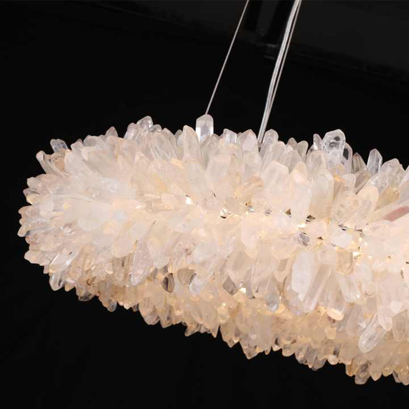 LA Vosa Modern Round Clear Geode Quartz Crystal Ring Chandelier