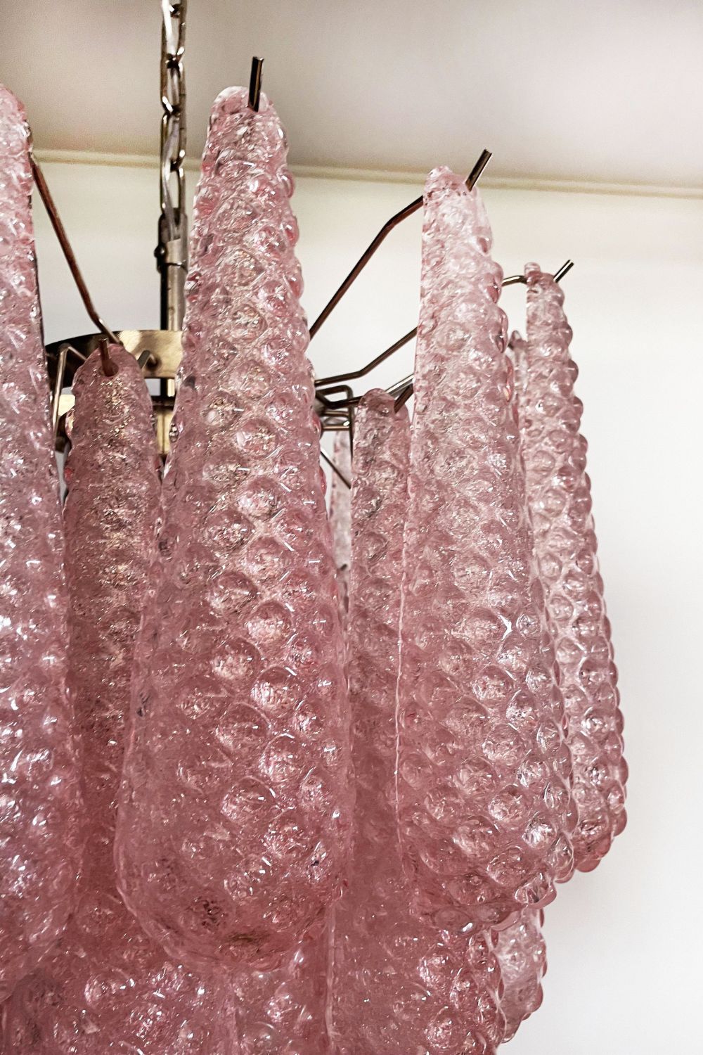 Pink Art Glass Teardrop Chandelier - view 12 | morylighting