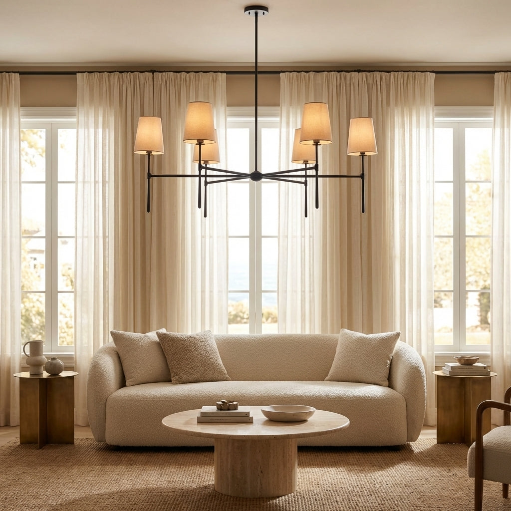 Morylighting Aura Round Chandelier 4/6 Light - sophisticated American living room