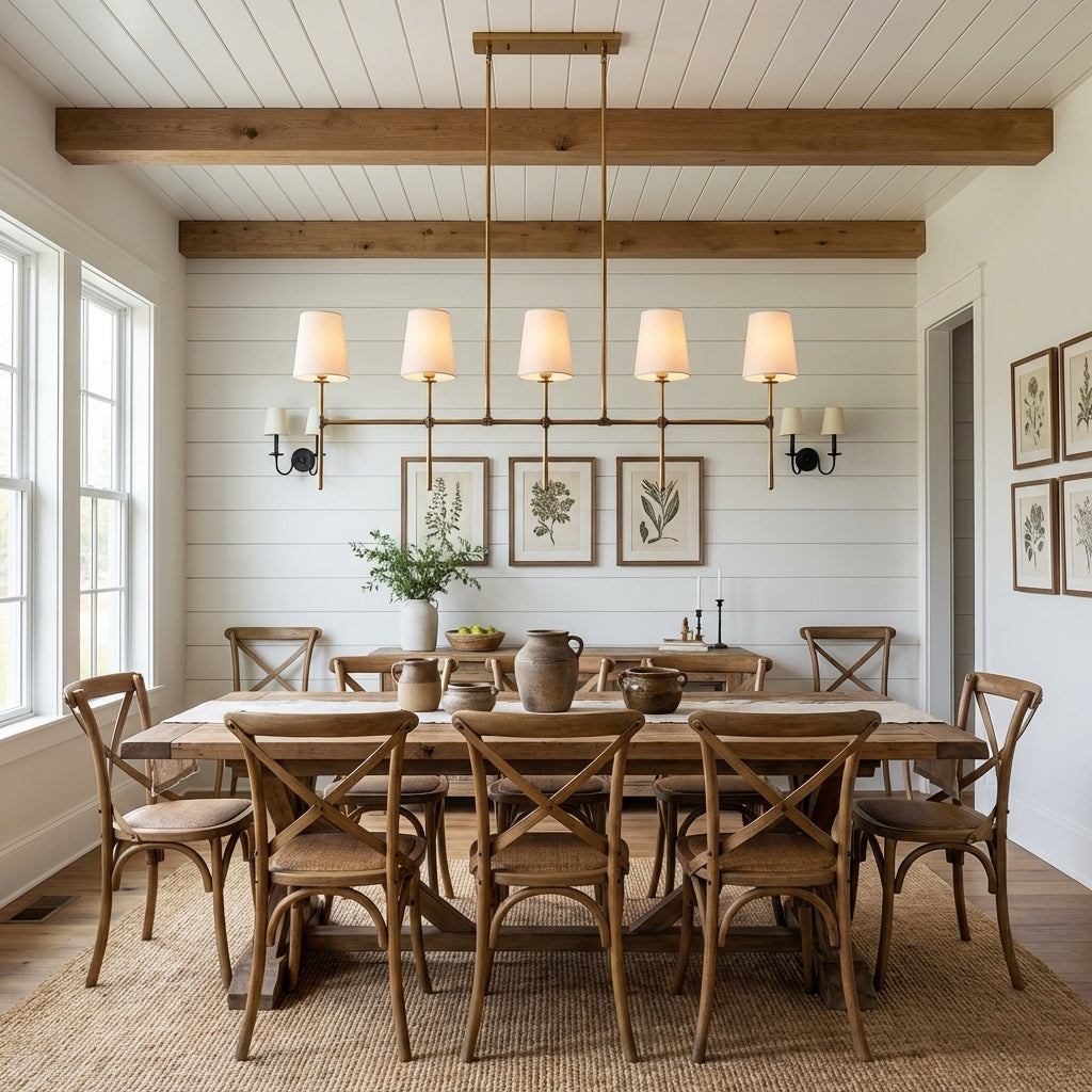 Morylighting Aura Linear Chandelier 5/6 Light - modern American farmhouse dining room