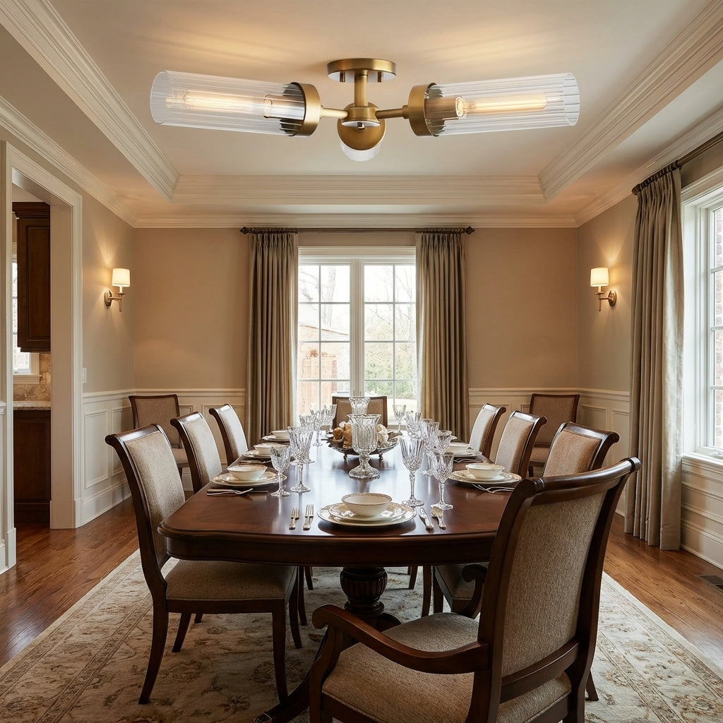 Morylighting Aura 3-Light Flushmount 31.5" Width x 31.5" Depth x 5.5" Height x 31.5" Diameter - elegant American dining room