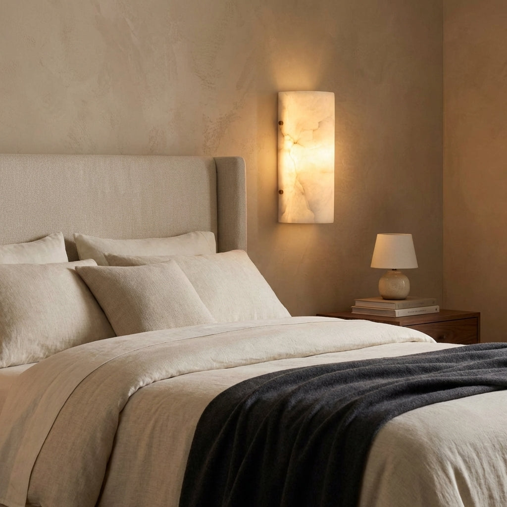 Morylighting Luminous Alabaster Stone Sconce - elegant American bedroom