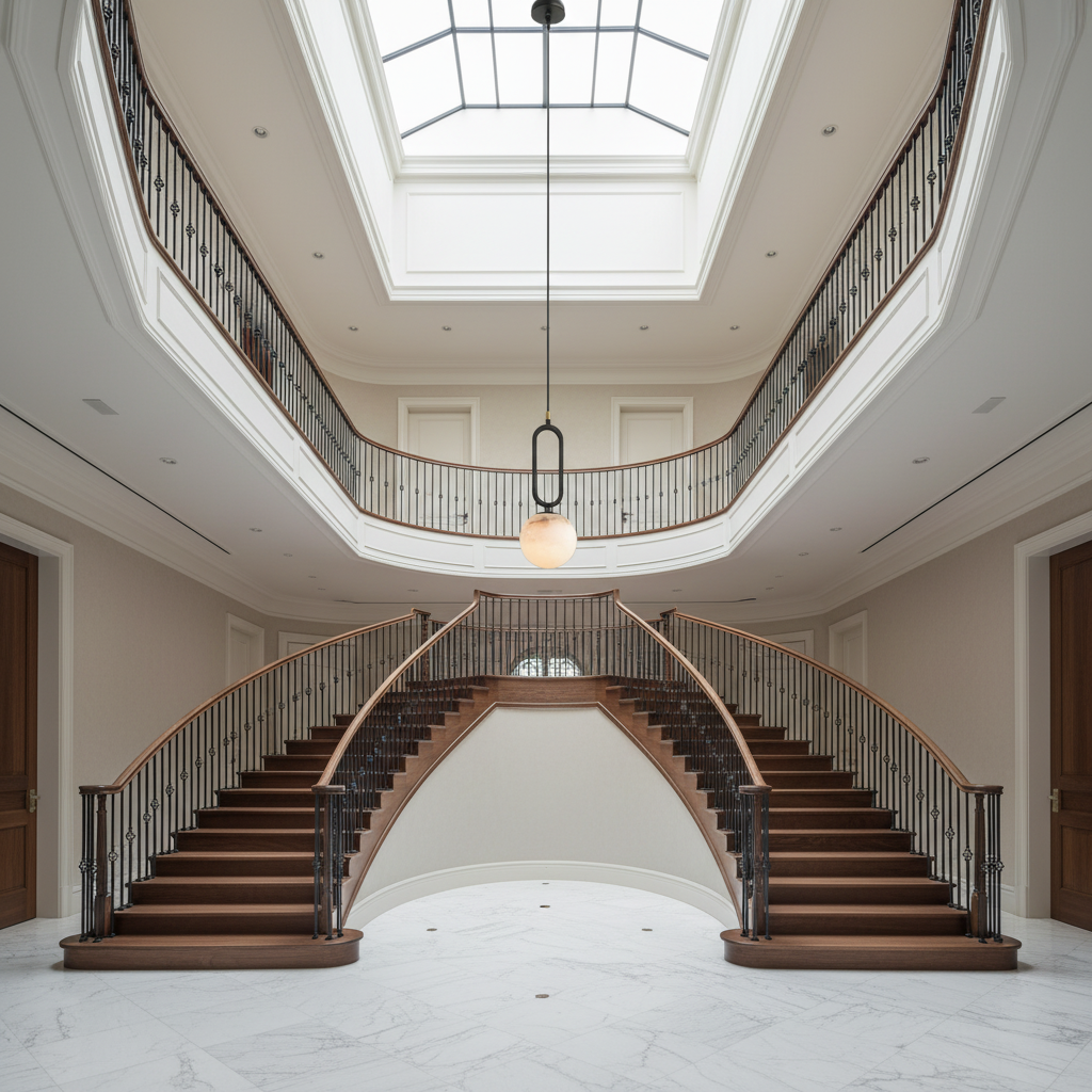 Morylighting Alabaster Orb Modern Pendant Light - dramatic American stairwell with three-story void