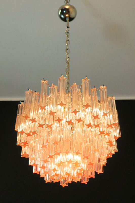 Venetian Pink Crystal Tube Art Chandelier - view 2 | morylighting