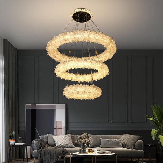 Derek Modern Rock Quartz Crystal Cluster Halo Chandelier - morylighting