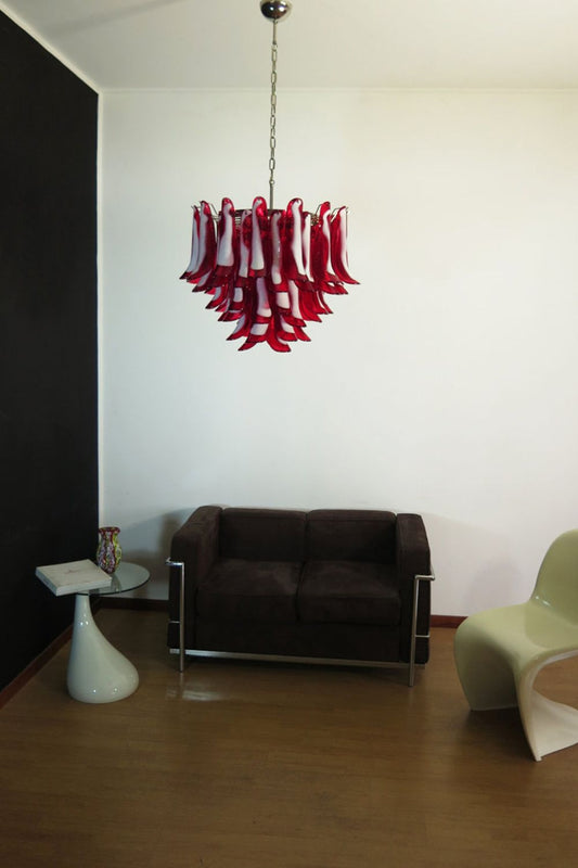 Red Art Glass Petal Chandelier - view 2 | morylighting