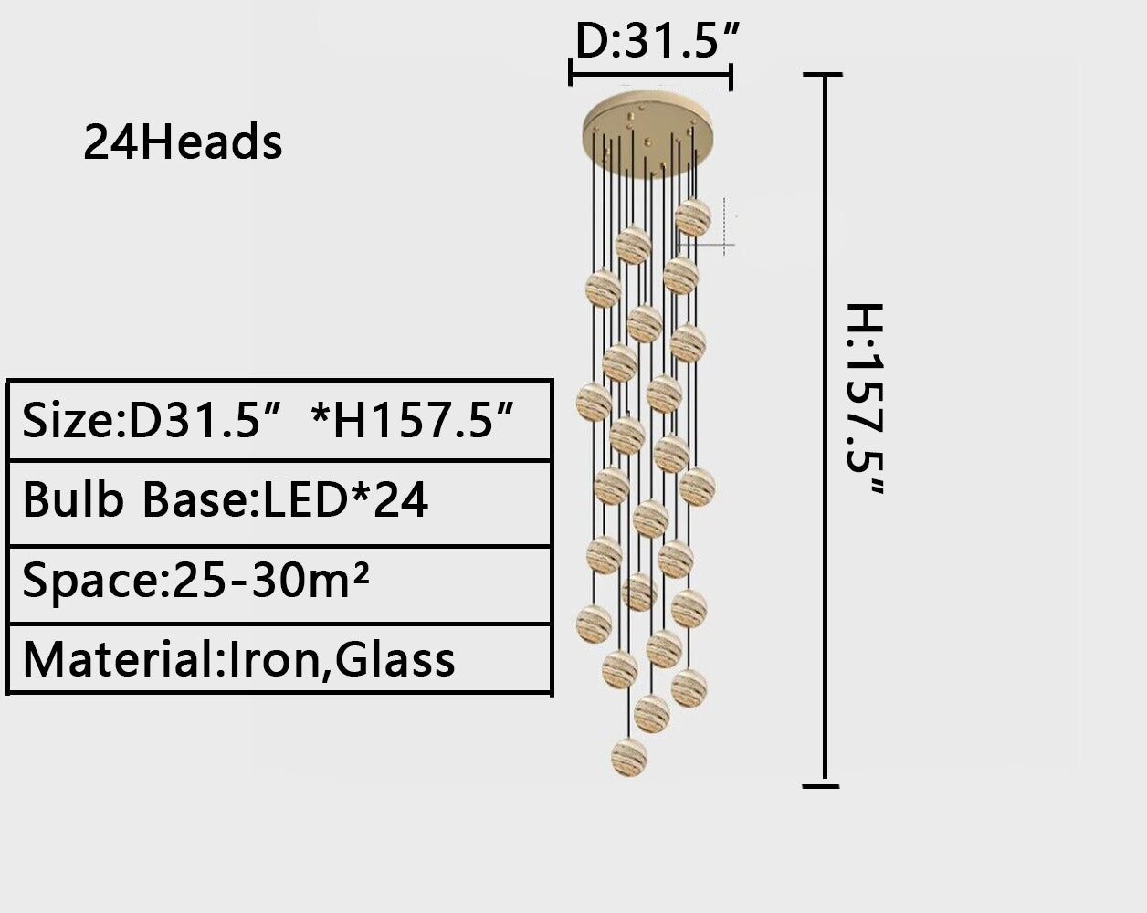 Morylighting Celestial Orb Long Pendant Chandelier - Background Shot