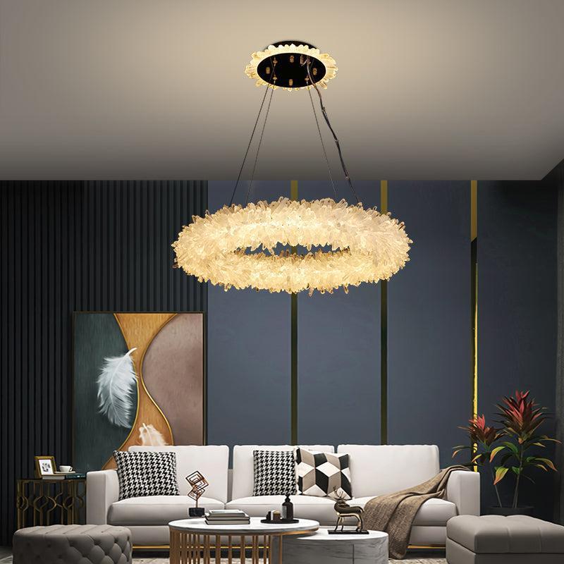 Derek Modern Rock Quartz Crystal Cluster Halo Chandelier - morylighting