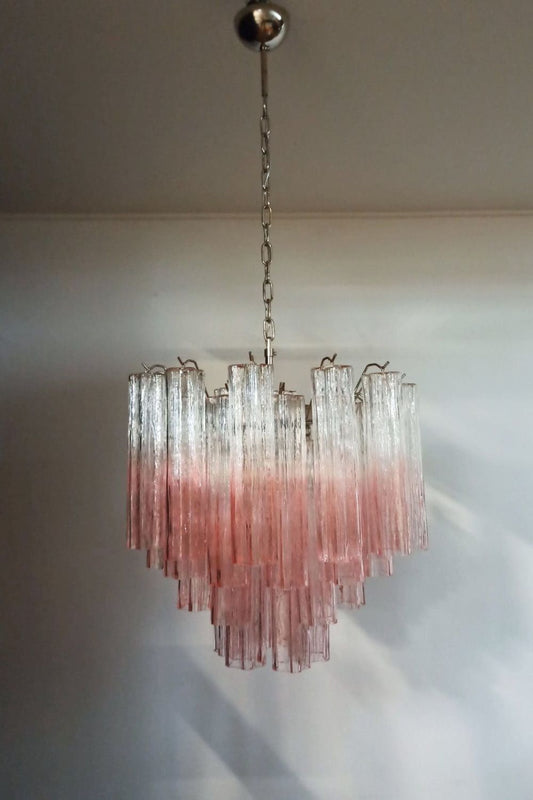 Pink Gradient Art Glass Tube Chandelier - view 2 | morylighting