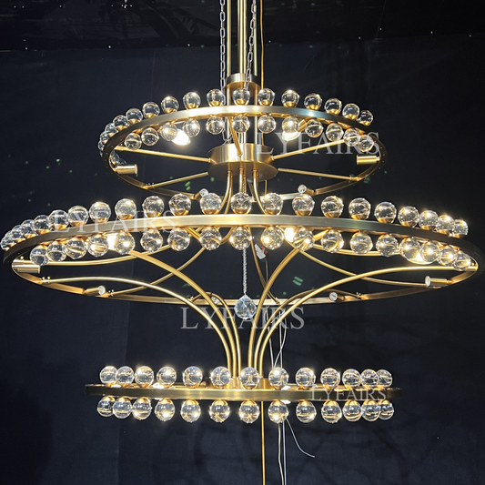 Modern 2/3 Ring Glass Ball Chandelier for Low-ceiling