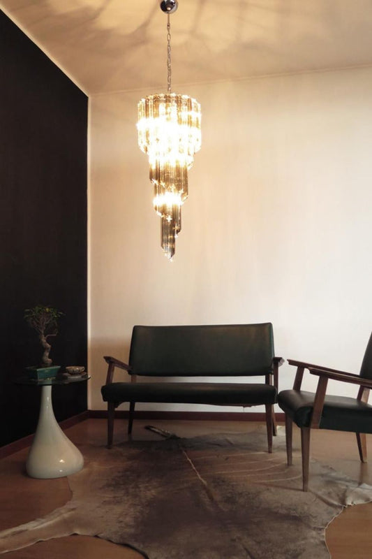 1983 Smoked Glass Prism Chandelier - view 2 | morylighting