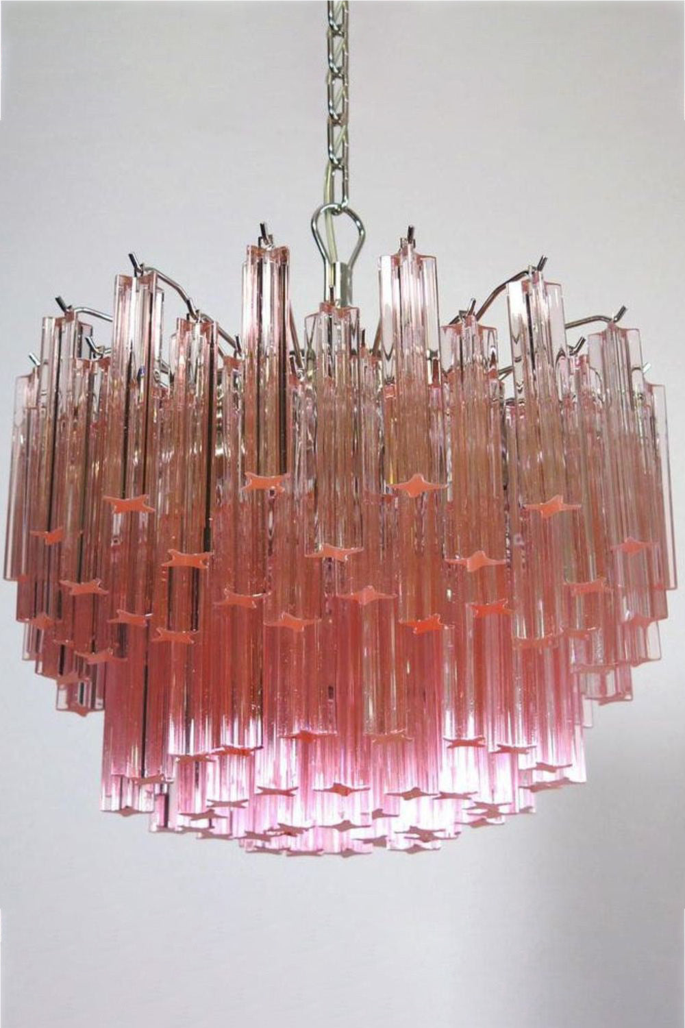 Venetian Pink Crystal Tube Art Chandelier - view 14 | morylighting