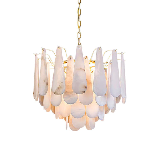 Alabaster Feathery Chandelier 21.7"D 31.5"D