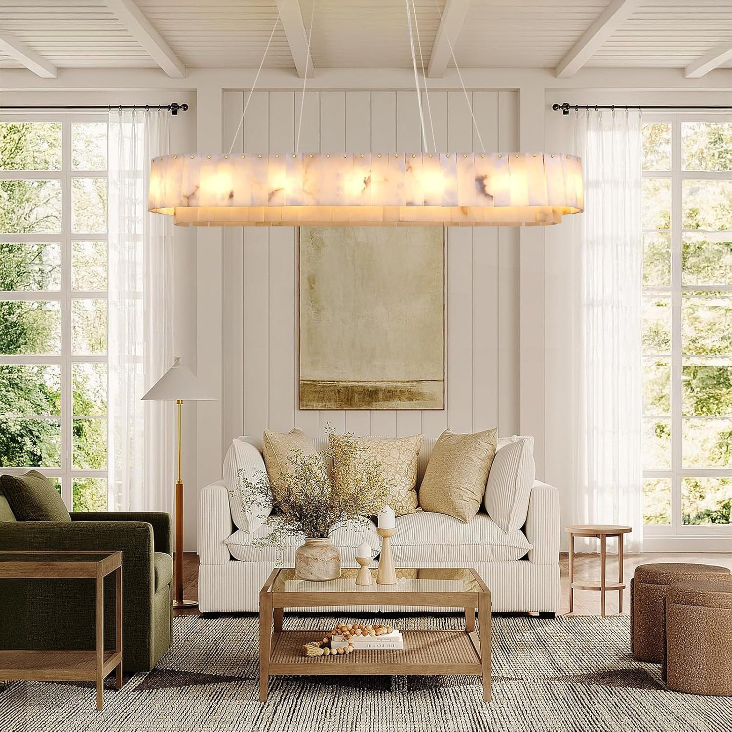 2-Tiers Oval Modern Dining Room Chandelier 53"L
