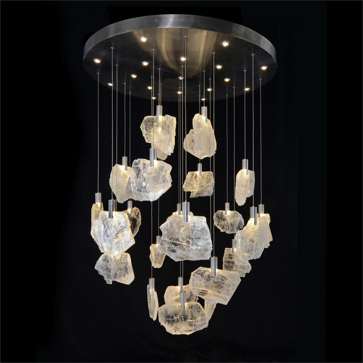Selenite Pane Round Pendant Chandelier 38''D - morylighting