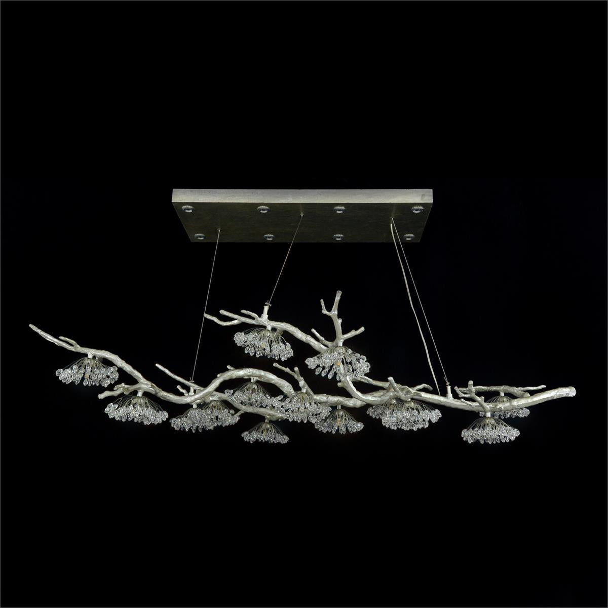 Hanasaku Crystal Bud Branch Fourteen-Light Oblong Chandelier - morylighting