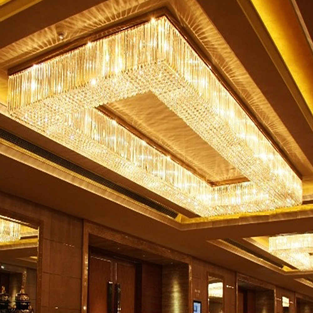 Rectangle ring shape flush mount crystal chandelier luxury