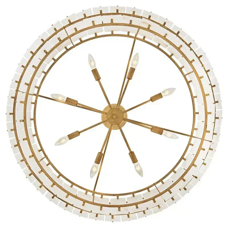 Simona Alabaster Round 2-Tier Chandelier 17.5"D 24"D