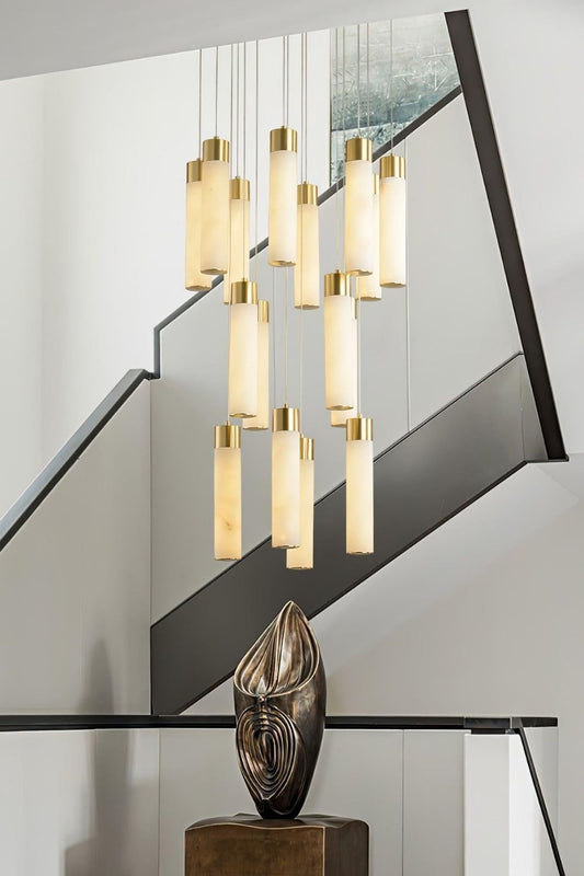 Alabaster Celestial Brass Cascade Chandelier - view 2 | morylighting