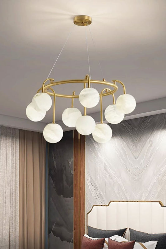Alabaster Sphere Ring Chandelier - view 2 | morylighting