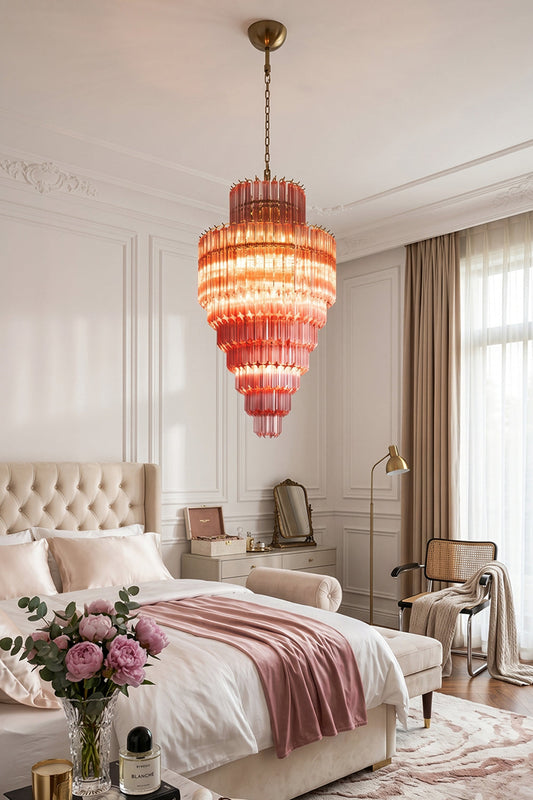 Aurora Cascade Glass Chandelier for Bedroom | Samu Lamp
