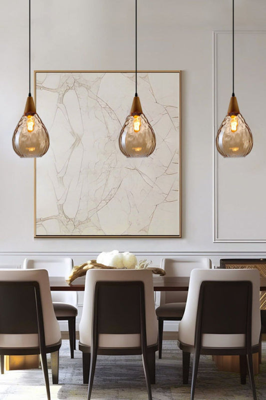 Besnier Rippled Glass Pendant Light - view 2 | morylighting