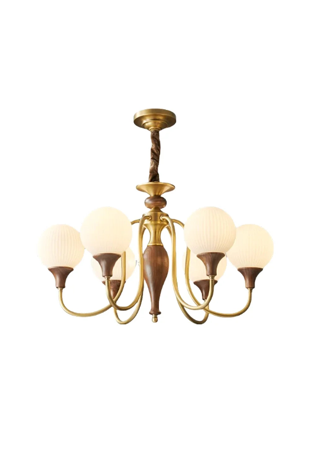 Brass Vintage Walnut Chandelier - view 15 | morylighting