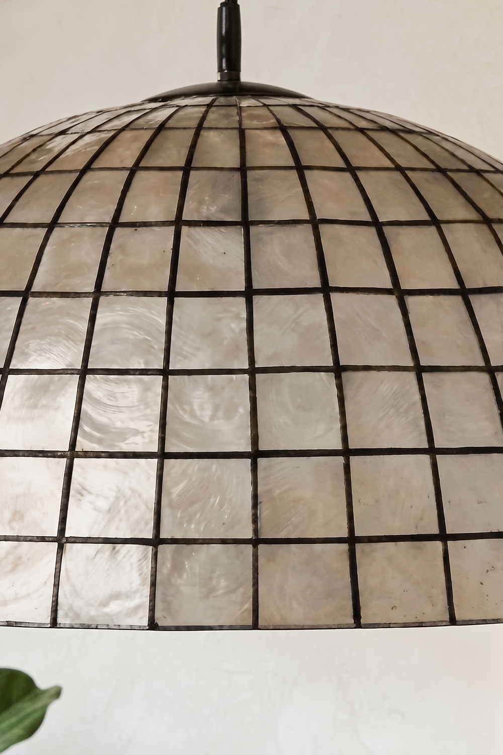 Capiz Shell Grid Dome Pendant Light | detail | Samu Lamp