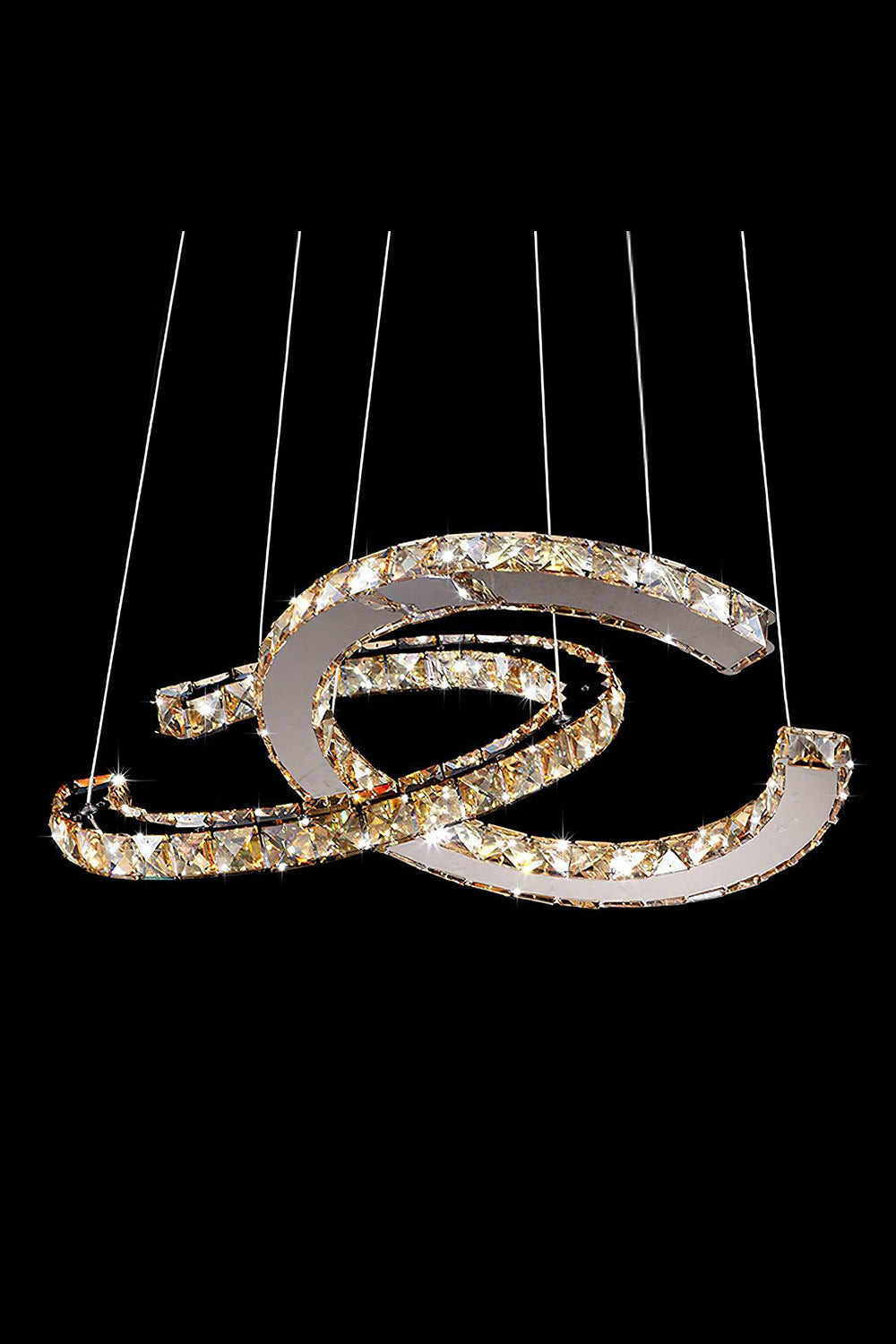 Crystal with Double C Chandelier - view 10 | morylighting