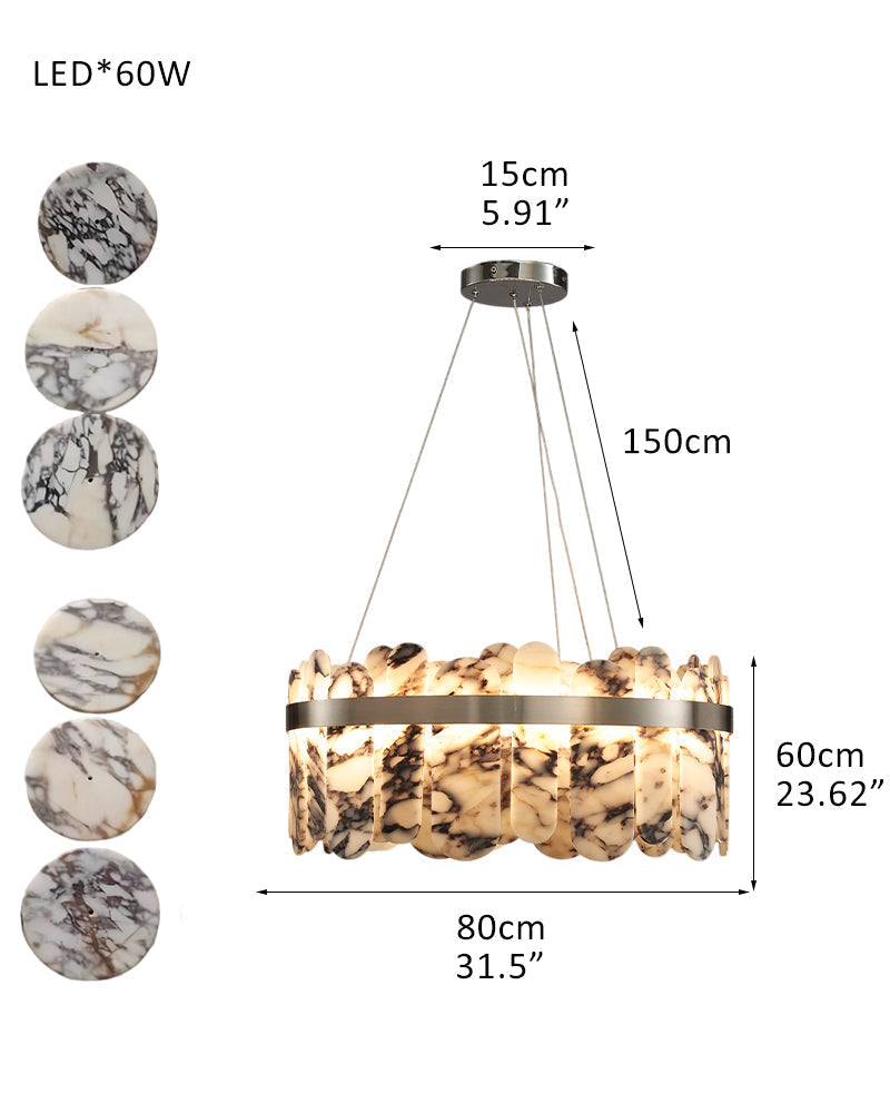 Modern LED Marble Round Chandelier 24" 32"