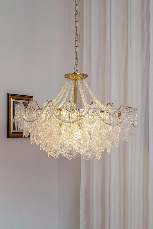 Embossed Pearls Glass Chandelier - morylighting
