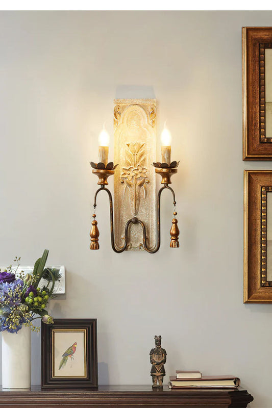 French Country Wooden Wall Lamp - view 2 | morylighting