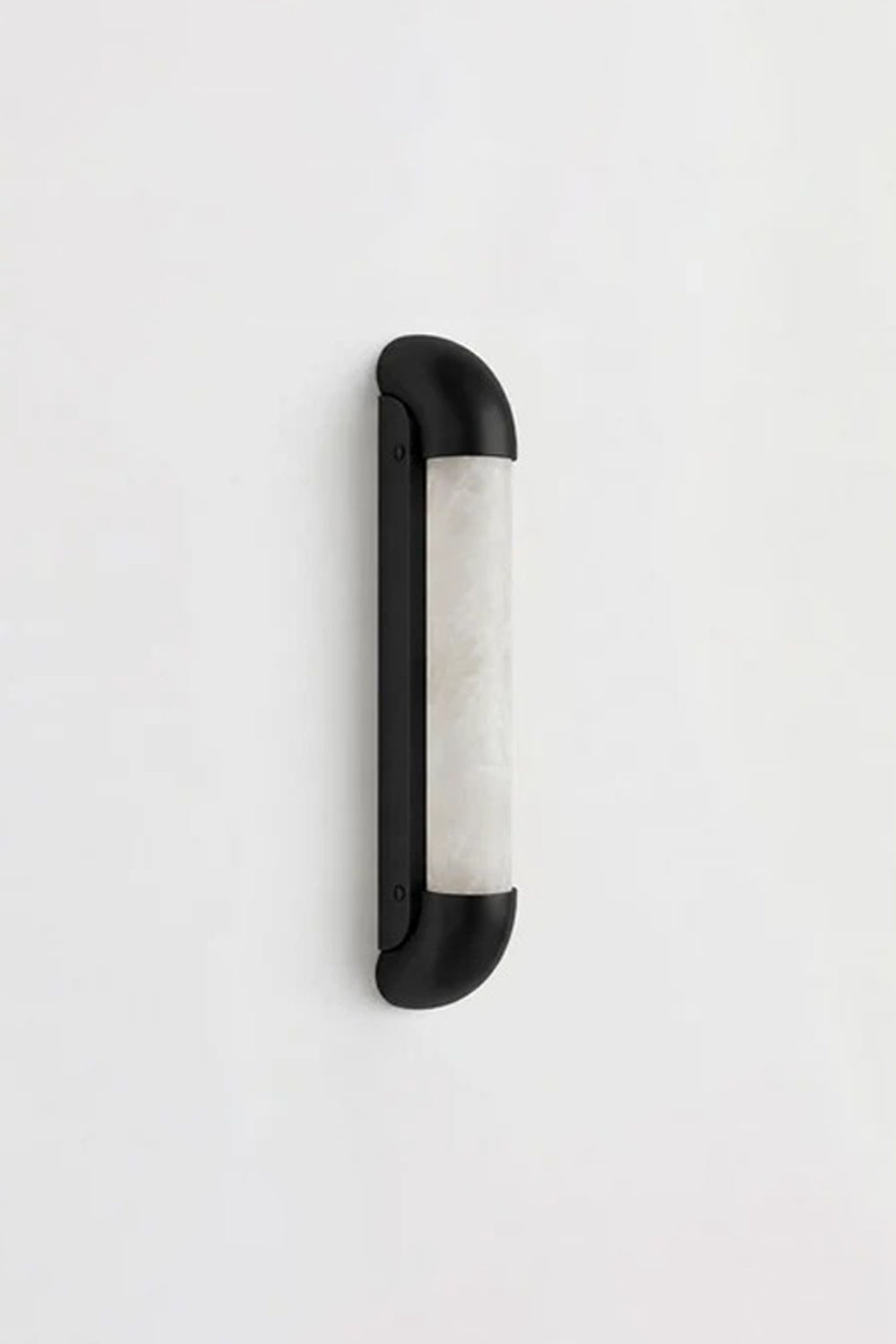 Kester Alabaster Tube Wall Sconce with curved metal frame and natural alabaster shade