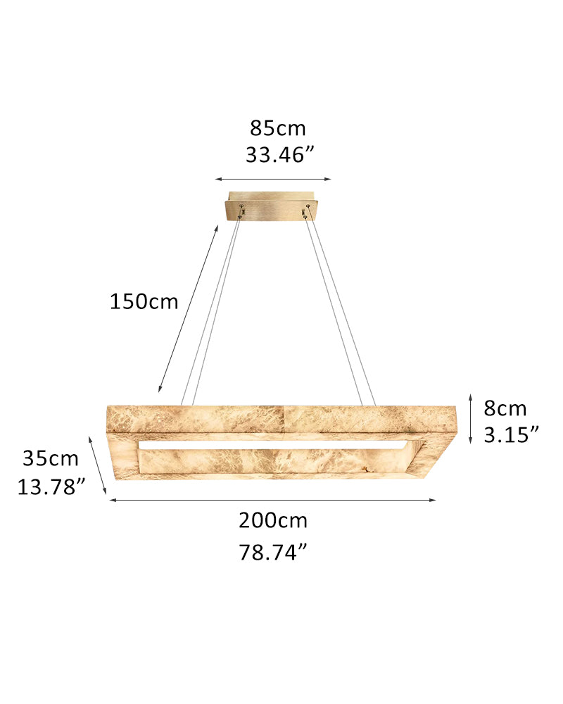 Square/Rectangle Large Alabaster Chandelier, 20" 24" 32" 40" 58" 60" 71" 79" Dia