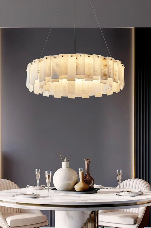 Modern Alabaster Celestial Round Chandelier - view 2 | morylighting