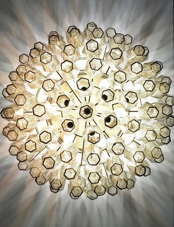 Murano Chandelier – Poliedri – 84 glasses – Dark smoked