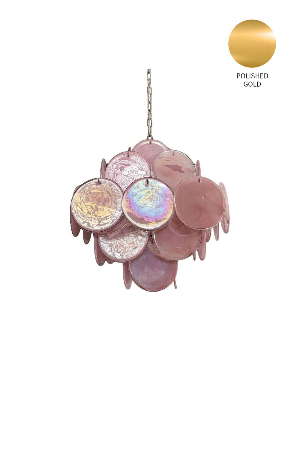 Vintage Art Pink Glass Disks Chandelier - view 23 | morylighting