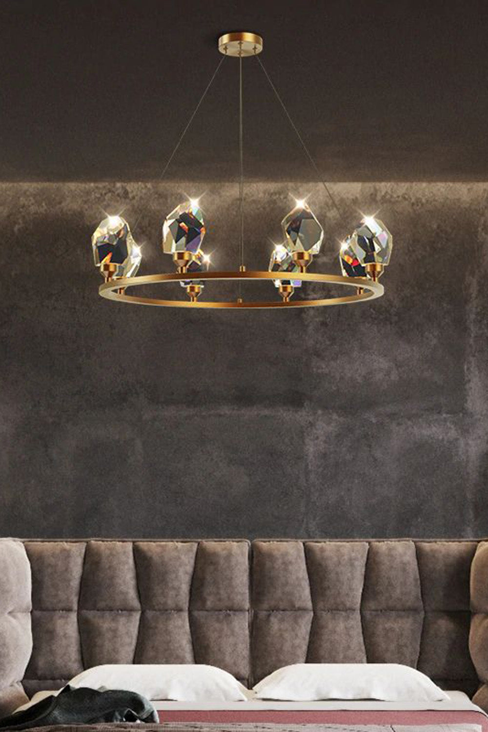 Brass Nicole Crystal Crown De Chandelier - view 10 | morylighting