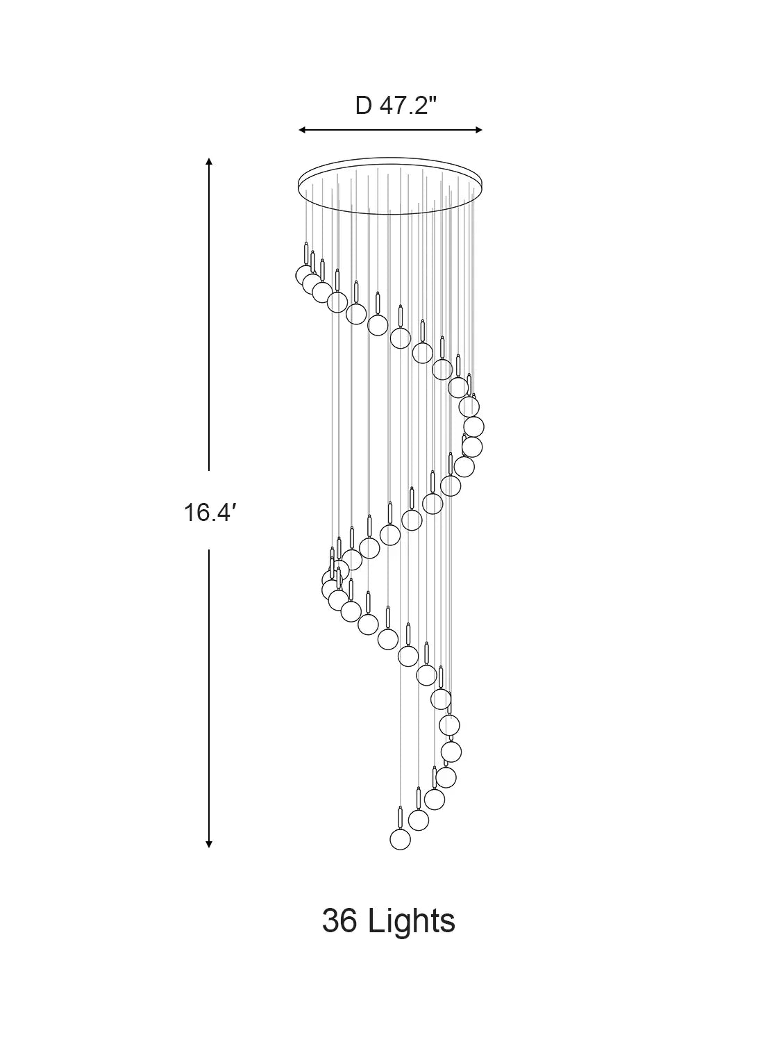 Morylighting Grand Luminous Spiral Iron & Glass Pendant - Background Shot