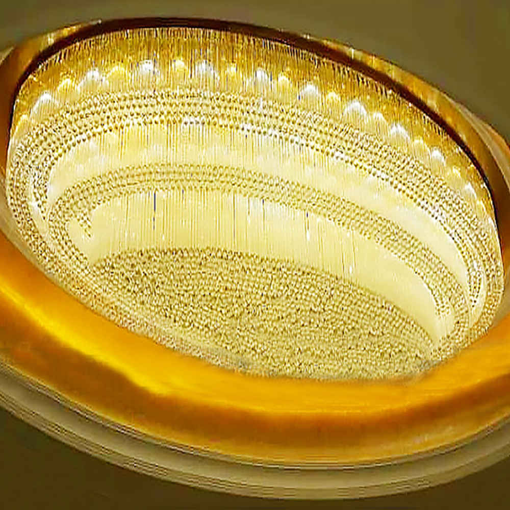 Oval flush mounted crystal chandelier