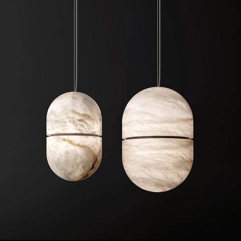 Morylighting Sculpted Alabaster Oval Pendant - Background Shot