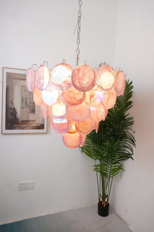 Pink Glass High Quality Art Iridescent Chandelier - view 2 | morylighting