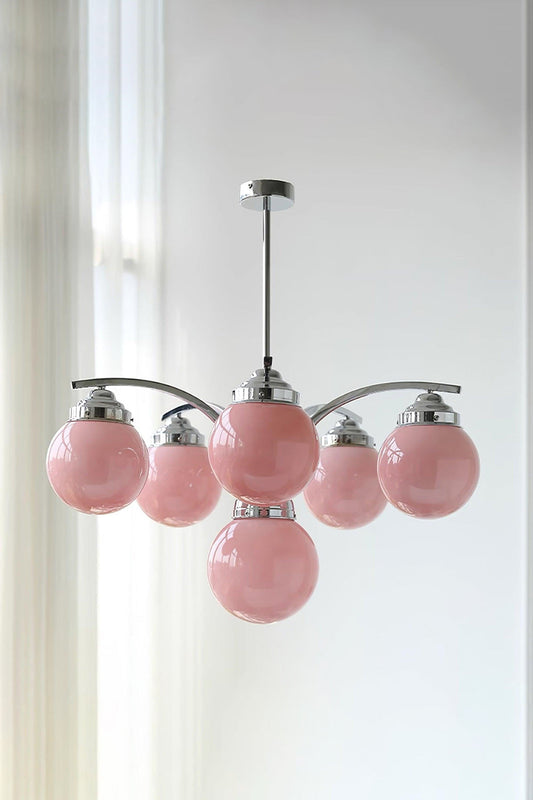 Pink Globe Modern Chandelier - view 2 | morylighting