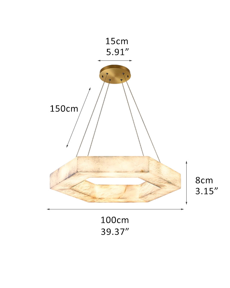LED Hexagon Marble Pendant Lamp | Double/Triple Ring Design