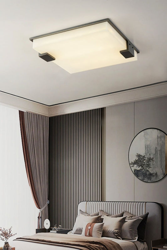 Stylish Black Square Alabaster Ceiling Light - view 2 | morylighting