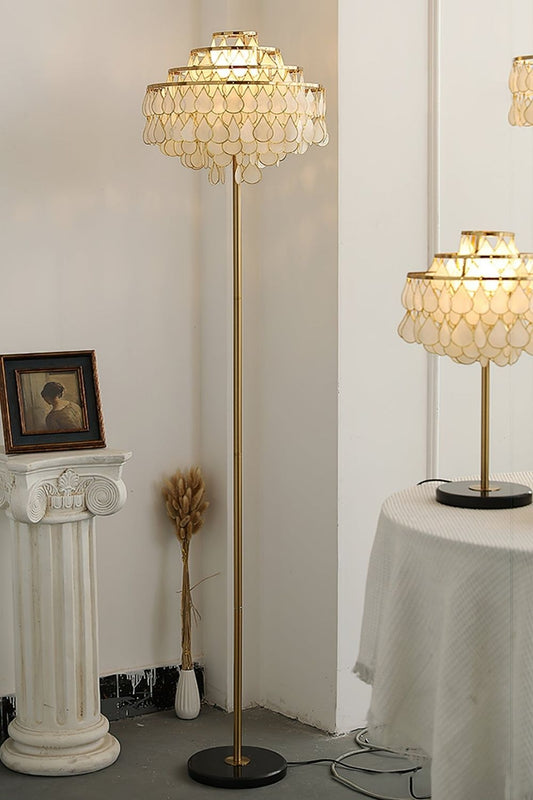 Teardrops Capiz Floor Lamp - view 2 | morylighting