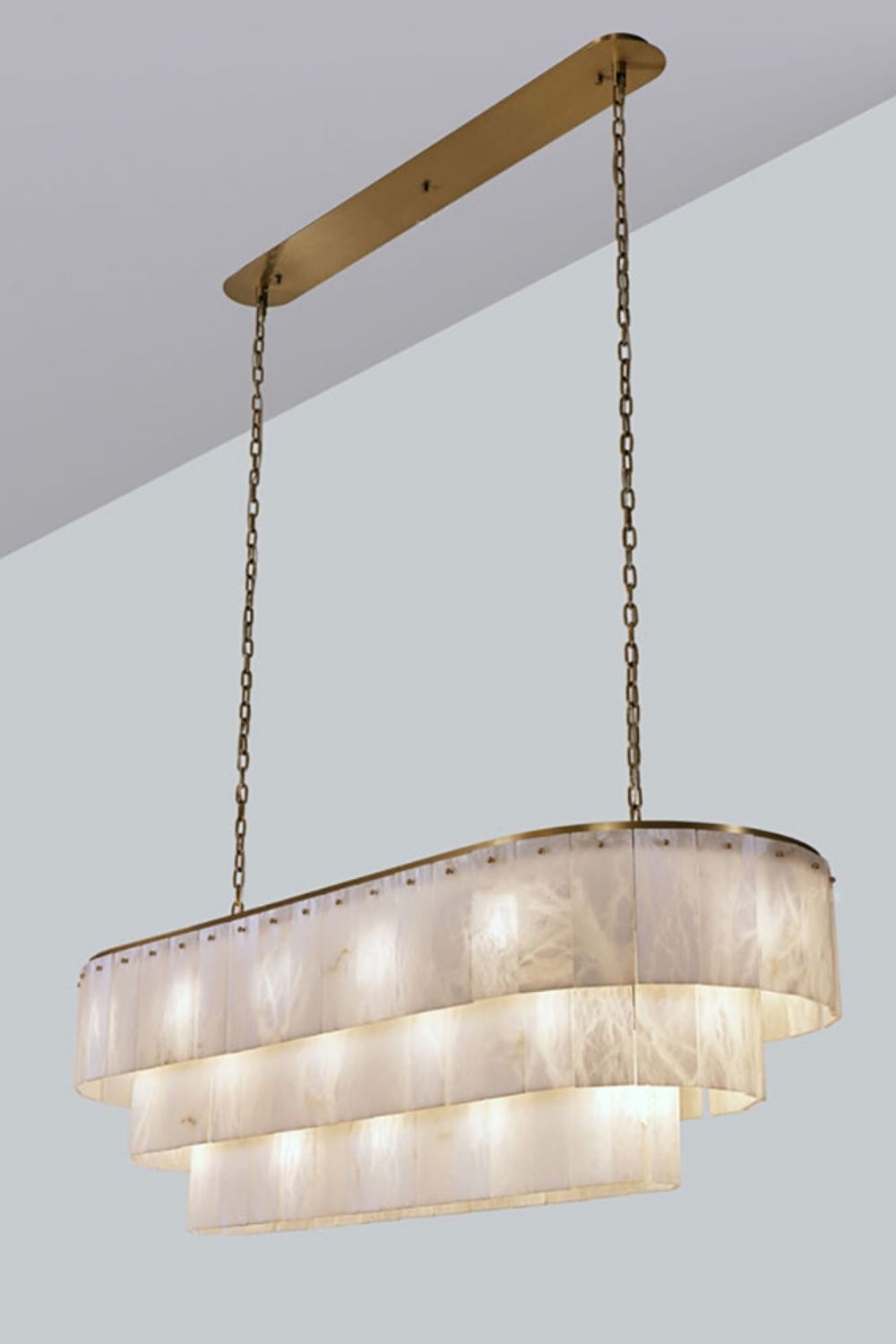 Tiered Rectangular Alabaster Chandelier - view 19 | morylighting