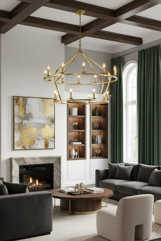 Two-Tiered Ring Chandelier - view 2 | morylighting